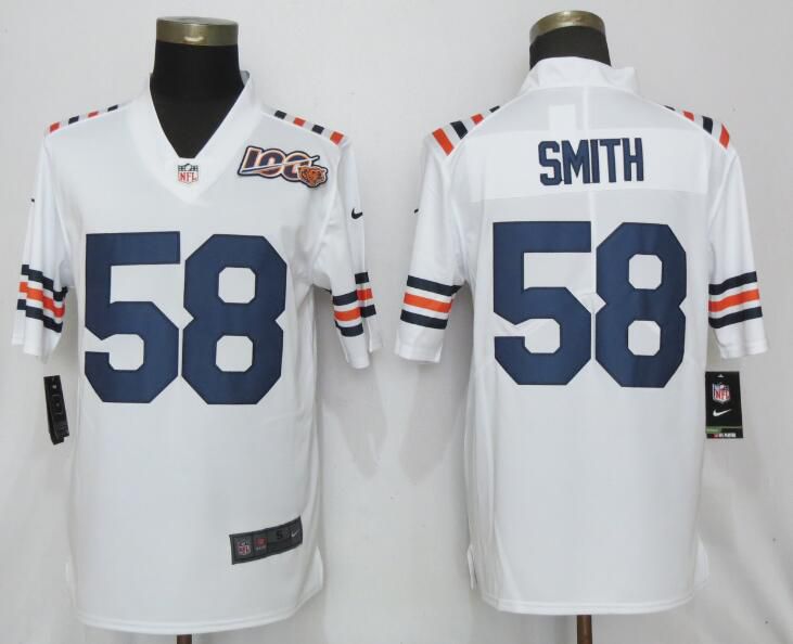 Men Chicago Bears #58 Smith Nike White 2019 100th Season Alternate Classic Retired Player Limited NFL Jerseys